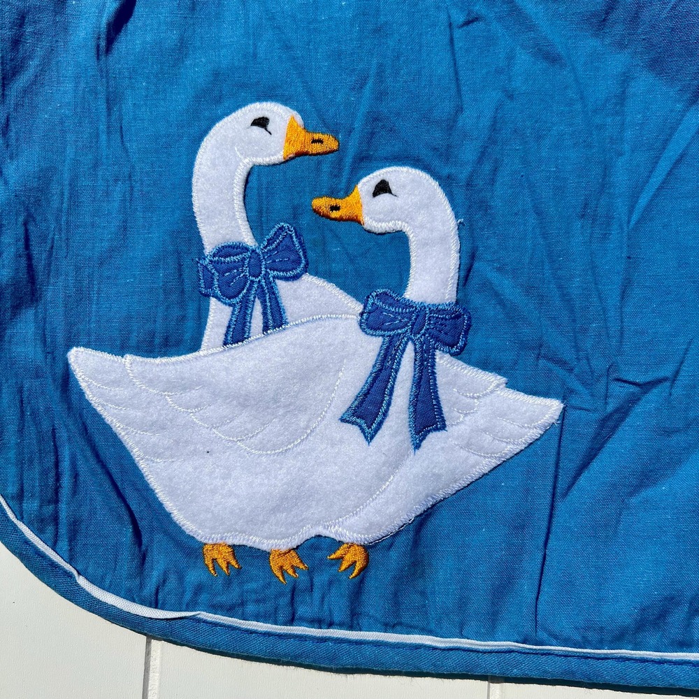 Vintage Handmade Geese with Bows Blue Placemats | Set of 4 - Picture 5 of 7